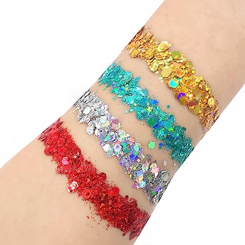 Silver Holographic - Body Glitter Gel for Body, Face, Hair - Vegan & Cruelty Free - Electric Bliss Beauty (Holographic Silver)
