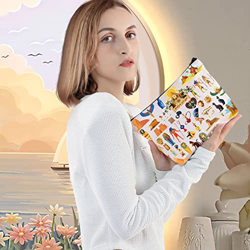 LEVLO Egyp Travel Pouch Bag Ancient Egypt Gift Egyptian Make Up Zipper Pouch Bag Ancient Civilization Merch (Egyp)