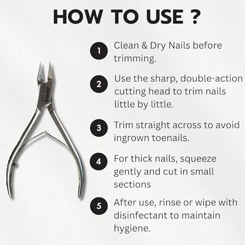 Jaws Podiatry Toe Nail Clippers, Surgical-Grade Stainless Steel, Precision Cutting, Double Action Blades, Compact Design, Silver
