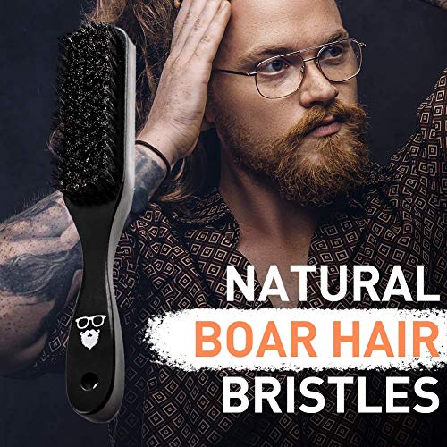 Beardoholic Beard Comb and Brush Set ? 100% Boar Bristles ? 100% Pearwood ? Anti-Static, Eliminates Tangles, Ingrown Hairs, Dandruff ? Keep Your Beard Neat and Tidy ? Long Lasting