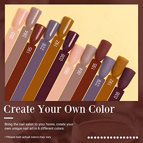 AZUREBEAUTY Brown Nude Nail Polish Set, Fall Winter Quick Dry Natural Nail Lacquer Strengthening Treatment Kit with Top Coat DIY Salon at Home