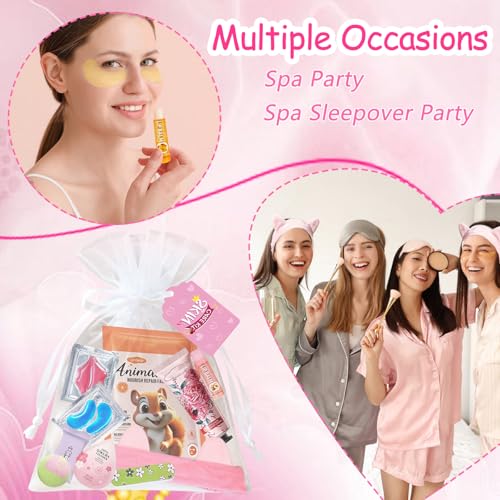 144 PCS Spa Party Supplies for Women,Spa Day Favors Essentials Include Face Masks Skincare, Games, Lip Balm, Under Eye Patches, Foot Bath Bomb,Sleepover Party Supplies Birthday Kit for Women Gift Set