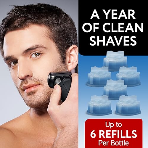 IMPRESA Shaver & Razor Cleaning Solution - 34 Fl Oz Liquid Refill - Compatible with Braun Clean & Renew Series 3, 7 & 9 Cartridges - Scent-Free Shaver Cleaning Liquid
