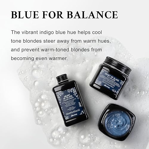 Davines Heart of Glass Silkening Shampoo, Enhancing Blue Shampoo for Blonde & Silver Hair - Gentle Cleanser with Jagua Blue Extract Balances Tones, Illuminates & Nourishes Weightlessly