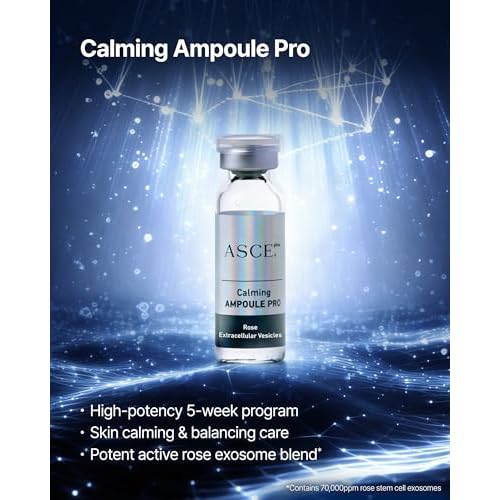 ASCE+ Calming Exosome Ampoule Pro ? Rose Exosome for Hydrating & Skin Glow, Boosts Collagen Production, Rejuvenating - 5 Week overnight Wrinkle & Pigmentation Care 0.59 oz