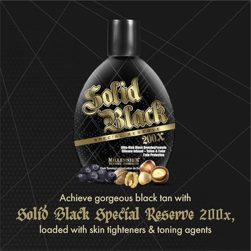 Millennium Tanning Solid Black Special Reserve 200X, Tanning Bed Lotion Brozing Lotion w/Tattoo Protector, 13.5 Ounces, 2-Pack