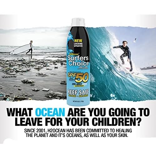 2-Pack H2Ocean Surfers Choice Tattoo Sunscreen SPF 50 UVA/UVB Sunscreen with Tattoo Protek Quick Dry Reef Safe Water Resistant