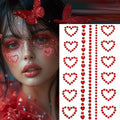 Valentine's Day Face Jewelry Body Face Rhinestone Temporary Tattoo Sticker Set Red Heart Face Gems for Women Girls Festive Face Stickers for Valentine's Day (Red Heart)