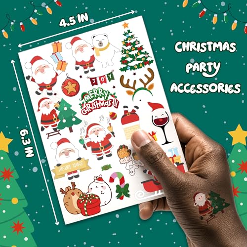 Christmas Temporary Tattoos for Kids Stocking Stuffers and Gifts, Christmas Tattoos Stickers, Holiday Party Supplies, Holiday Decorations Supplies