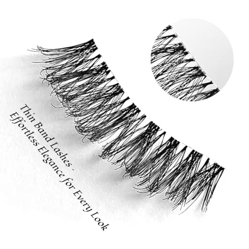 KSYOO Lashes Wispy Natural False Eyelashes Cat Eye Lash Strips Soft Fake Eyelash D Curl Strip Lashes Lightweight Wispy Eyelashes Thin Clear Band Comfortable with Natural Looking