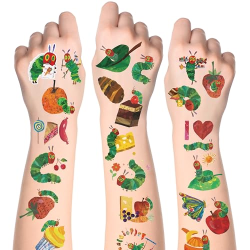 Hungry Insects Temporary Tattoo - 144PCS Kids Temporary Tattoos for Party Supplies Insect Theme Tattoo Stickers for Kids Cute Animal Tattoos for Classroom Reward Birthday Party Event Decor