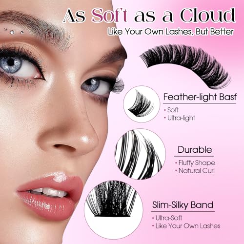 Fluffy Lash Clusters Kit Bulk Packs: Wendy, 560Pcs, 150D, 200D, 200D, 250D, D Curl, 10-18mm Mixed, Thick, Volume, Soft, DIY Eyelash, Individual, Natural, Fake Lashes