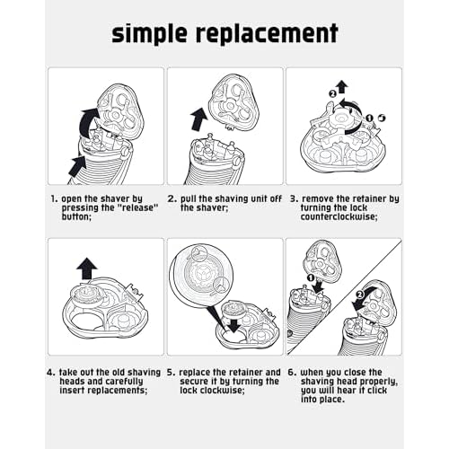 6 Pack SH30 Replacement Heads Compatible with Philips Norelco Shaver 2400 Replacement Blades Compatible with Norelco Replacement Heads for Electric Razor for Men 3900 3800 3600 2300, Gifts for Men