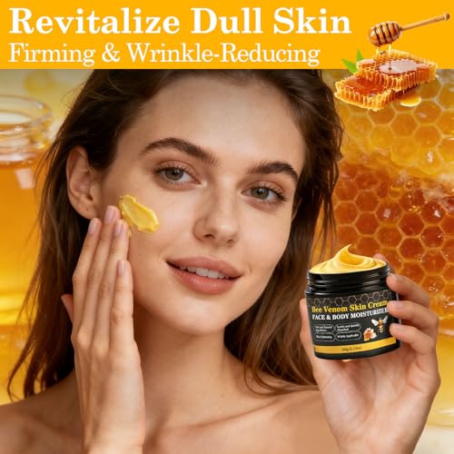 2PCS Bee Venom Skin Cream, Natural Ingredients Non-Irritating Bee Venom Joint Cream, Wrinkle Lift & Firming, Reduces Blemishes, For Face & Full Body, 2 * 60g