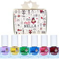 MISS NELLA Christmas Glitters Special Glitter Kids Nail Polish 6 Pack: Sugar Hugs, Jazzberry Jam, Under The Sea, Kiss The frog, Honey Twinkles & Butterfly Wings Peel-off Water Based Formula