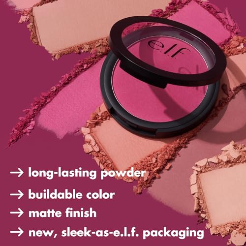 e.l.f. Primer-Infused Matte Blush, Long-Lasting, Lightweight & Buildable Powder Blush, Delivers A Matte Finish, Vegan & Cruelty-Free, Always Crushing