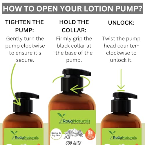 RaGaNaturals Natural Unscented Body Lotion for Dry Skin with Shea Butter and Vitamin E & B5 - Hydrating, Nourishing, Fragrance Free Hand Moisturizer With Organic Essence - For Women, Men, Kids - 8 Oz