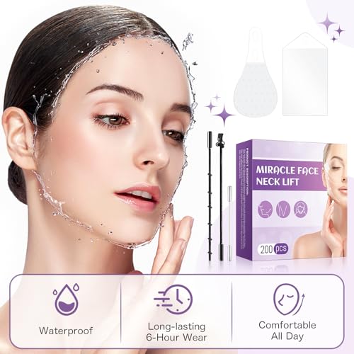 Neck Lift Tape Face Lift Tape 200PCS Face Tape Neck Tape Lifting Invisible Face Tape Lifting Invisible Bands Instant Facelift Tape for Wrinkles, Double Chin, and Sagging Skin (1)