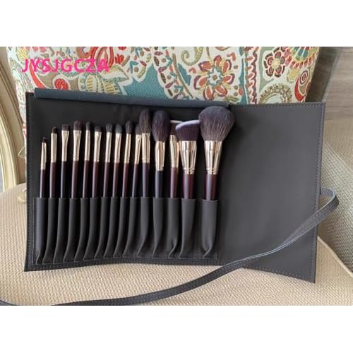 Professional makeup brush set with makeup bag. Includes Brushes for Contouring, Highlighting, Eyeshadow, Foundation & More. 15 Pcs Wool makeup brush