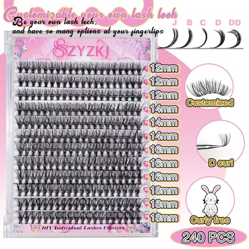 Lash Clusters 3D Multilayered DIY Cluster Eyelash Extensions 144pcs D Curl 12-18mm Mix Individual Lashes Cluster (D Natural 12-18mm-D)