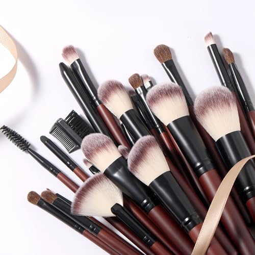 Makeup Brushes Set 26-Piece Makeup Brushes Premium Synthetic Foundation Powder Concealer Blush Eyeshadow Contour Professional Makeup Brush Set with 2 Brush Bags (Makeup brush set with bags)