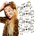 Leopard Face Temporary Tattoos, 7-Sheet Leopard Face Halloween Fake Tattoos for Kids and Adults - Perfect for Parties, Festivals, and Costumes