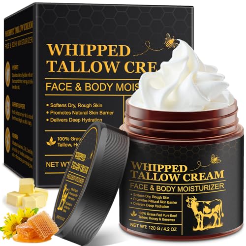 WHLH & WELL-BEING Beef Tallow for Skin, Beef Tallow and Honey Balm, Moisturizer for Face & Body Skin Care(1Pack) 119g