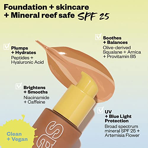 Kosas Revealer Liquid Foundation SPF 25 ? Medium Buildable Coverage, Hydrating Natural Glow Finish, Medium Deep Warm 350