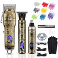 Hair Clippers for Men,Professional Hair Cutting Kit,Cordless Barber Clipper and T-Blade Beard Trimmer Set (Gold-1)