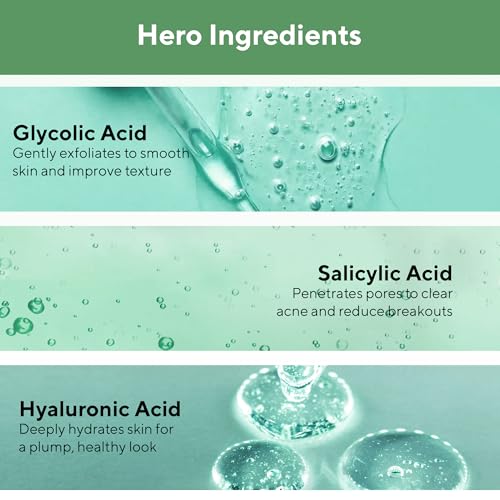 Cos-IQ Exfoliating Face Wash for Oily & Dry Skin | 2% Salicylic Acid BHA & 10% Glycolic Acid AHA | Sulphate-Free Anti-Acne Face Cleanser for Acne, Pimples, Skin Brightening, Dirt & Oil Control | 100ml