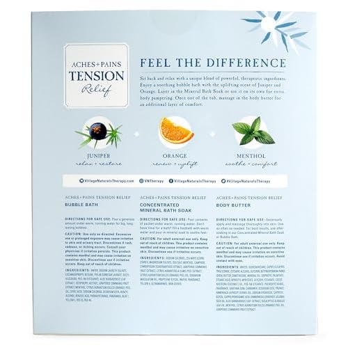 Village Naturals Therapy 3-Piece Tension Relaxing Wellness Spa Gift Set, Cedar Citrus Scent