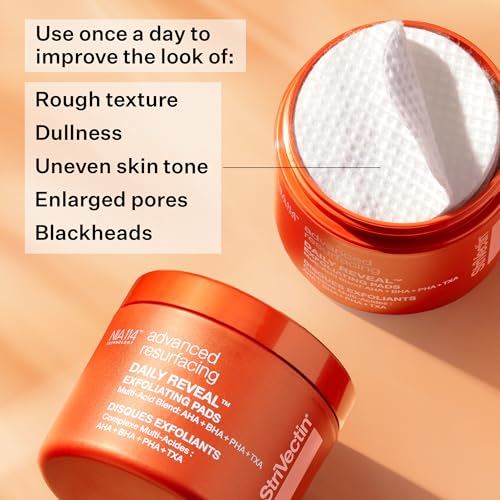 StriVectin Daily Reveal Face Exfoliating Treatment Pads, Polishing Away Dead Skin for Smooth and Soft Skin, 60 count