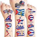 96 PCS Cuban Flag Pre-Cut Temporary Tattoos Cuba Birthday Party Decorations Favors Supplies Decor Havana Nights National Country World Pennant Flags Stickers For Boys Girls Gift School Prizes Rewards