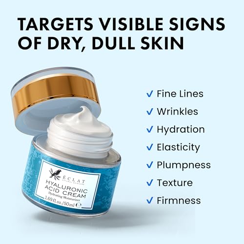 Eclat Skincare Retinol Night Cream + Hyaluronic Acid Cream Set - Retinol Moisturizer with Hyaluronic Acid + Ceramide & Vitamin B5 Hydrating Cream ? Anti Aging, Firming & Deep Moisture Duo 50 ml each