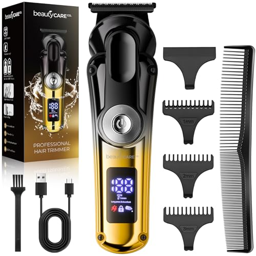 Professional Beard Trimmer for Men - Zero Gapped T-Blade Hair Trimmer,Cordless Hair Clippers,Precision Edgers Barber Clippers for Hair Cutting & Grooming with LED Display,3 Guide Combs