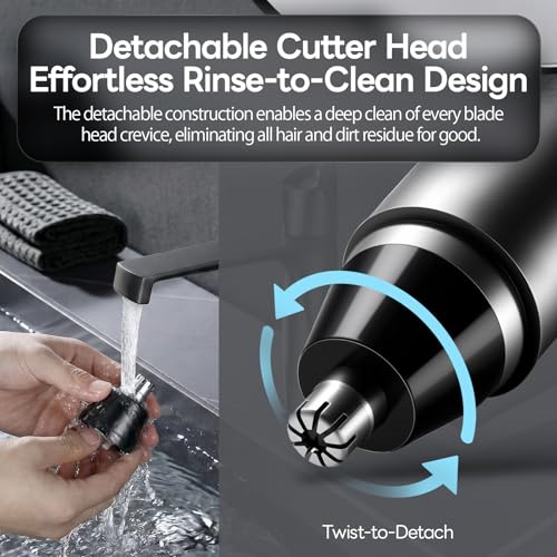 Electric Nose Hair Trimmer for Men Women,Nose & Ear Hair Trimmer,USB-C Charge,Low Noise, Ergonomic Design,Digital Battery Display,Long Lasting, Detachable Washable Head,Mens Nose Trimmer,Ear Hair
