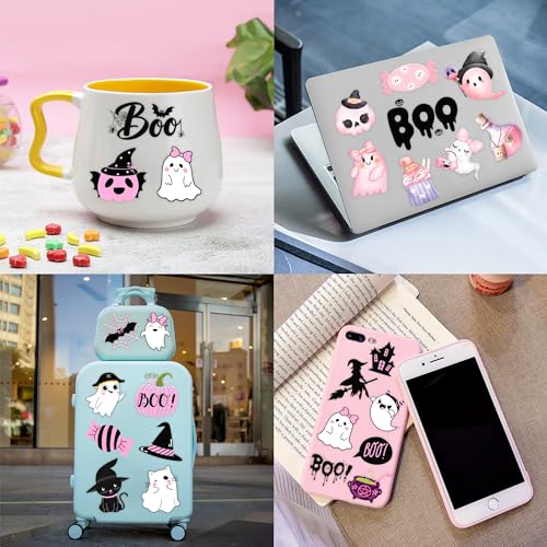 Pink Black Halloween Temporary Tattoos - Baby Shower 80 PCS Boo I'm Two Ghost Witch Hat Themed Stickers for Kids Birthday Party Supplies, Decorations, Favors, and Prizes, Cute Gifts for Boys and Girls