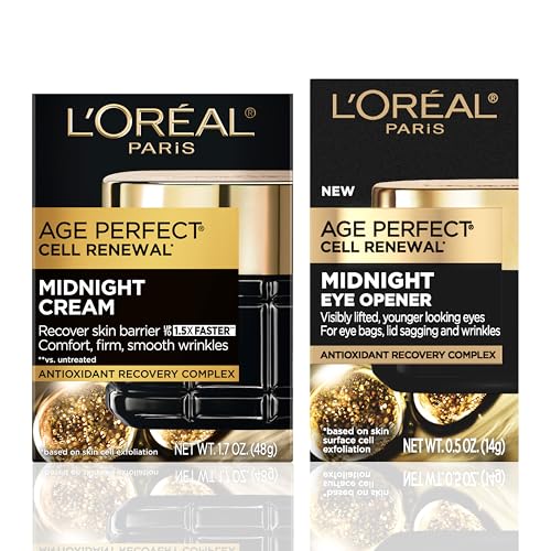 L¡¯Oreal Paris Age Perfect Anti-Aging Midnight Face Cream + Midnight Eye Cream, Smooths Wrinkles & Reduces 8 signs of Eye-Aging + Face Cream Face Serum Samples