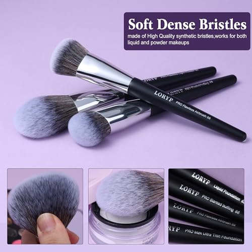 LORYP Professional Makeup Brushes Set 32Pcs Matte Black Cosmetic Brush Kit for All Face & Eye of Soft Vegan Synthetic Hair for Artists & Enthusiasts