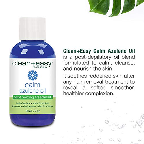 Clean + Easy Post Waxing Treatment, Azulene Oil ? for Sensitive Skin, Soothes Irritation & Removes Wax Residue After Hair Removal, After Wax Care, 2 oz