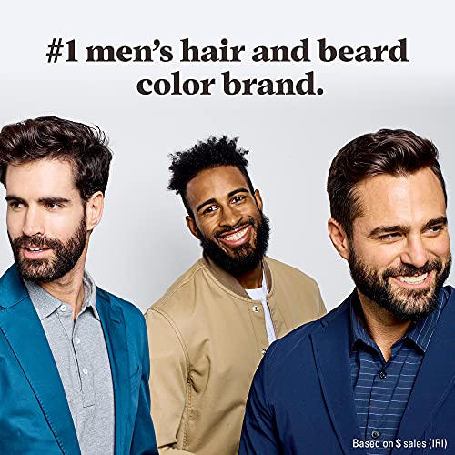 Just For Men Mustache & Beard, Beard Dye for Men with Brush, With Keratin Biotin Aloe and Coconut Oil for Healthy Facial Hair - Deep Dark Brown, M-46, Pack of 3 (Packaging May Vary)