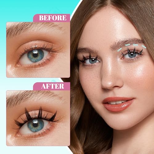 Lash Clusters Kit 128PCS Left & Right Lashes Cluster Kit with Wide Band Eyelash Clusters,White Eyelash Bond and Seal,Lash Remover and Tweezer for Cluster Eyelash Extensions(Daisy,D-12mm)