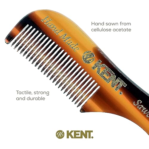 Kent A 81T X-Small Gentleman's Beard and Mustache Pocket Comb, Fine Toothed Pocket Size for Facial Hair Grooming and Styling. Saw-cut of Quality Cellulose Acetate, Hand Polished. Hand-Made in England
