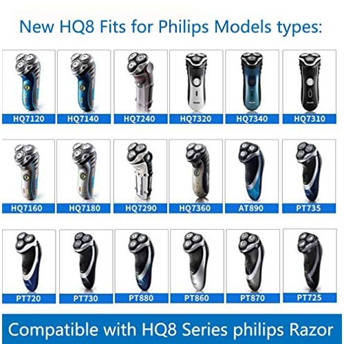 HQ8 Replacement Heads Compatible with Philips Norelco Aquatec Shaver, Blades for PT720 AT880 AT810, 8 Series 6-pc Pack