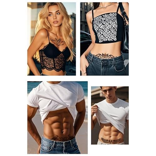 Sexy Temporary Body Painting Tattoo Stickers, 10 Large Tattoos, Perfect Bikini Party Accessories, Adult Couple Tattoo Stickers. (Blooming for You)