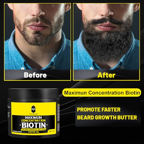 Beard Butter,Maximum Concentration Biotin,with Castor Oil and Argan & Jojoba Oils, Promotes Beard Growth, Styles, Strengthens & Softens Beards ,Unruly Beards While Relieving Itch,2 Ounce*2 (2 Pack)