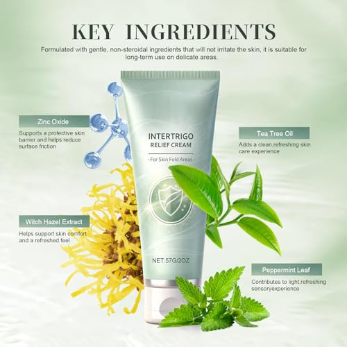 New Intertrigo Cream,Professional Intertrigo Relief Cream, Skin Fold Care & Chafing Support Cream With Zinc Oxide & Undecylenic Acid Helps Soothe Irritated Skin, Moisture & Friction Control (2PCS)