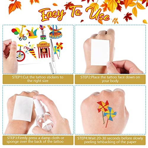Maitys 288 Pcs Carnival Circus Tattoos for Kids, 48 Styles Temporary Tattoos Circus Theme Birthday Party Decorations Carnival Party Favors