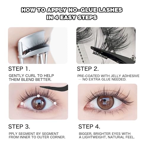 Wispy Lash Clusters Kit, 80 Pcs Individual Eyelash Clusters (10-18mm) - DIY Lash Extension Kit with Lash Glue, Sealant & Tweezers, Natural Fluffy Fake Lashes for Home Use, Beginners Friendly