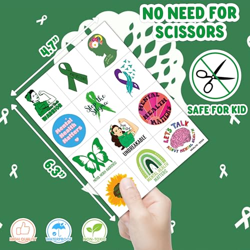 96 PCS Health Inspirational Pre-Cut Temporary Tattoos for Kids Theme Birthday Party Decorations Supplies Favors Decor, Cute Motivational Stickers Tattoo Gifts for Women Men Boys Girls Prizes
